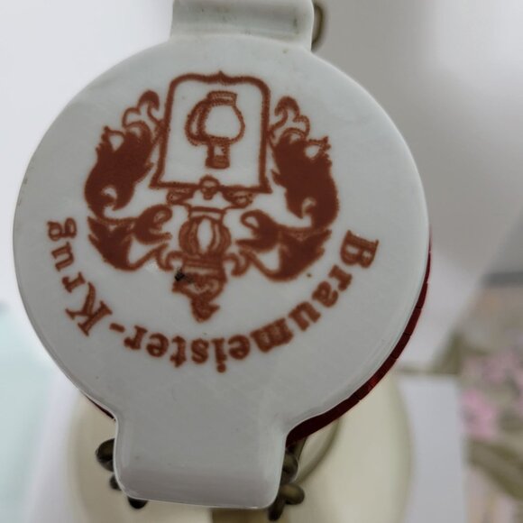 Vintage Braumeister-Krug Ceramic Beer Stein Jug Pitcher Plastic Handle Flip Top - Picture 6 of 16